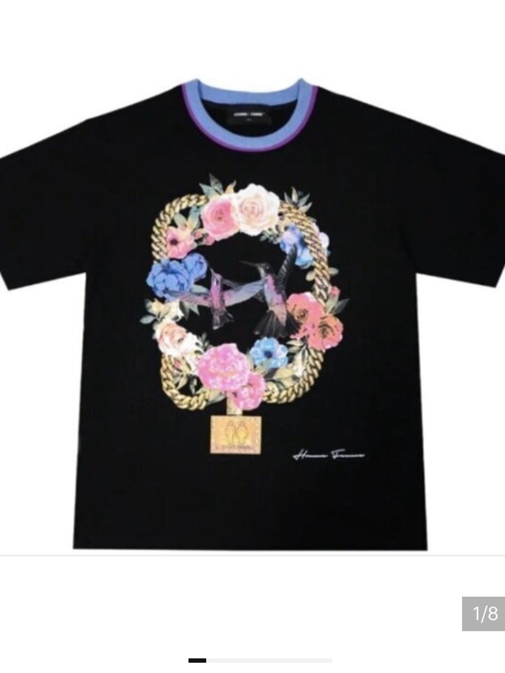 HOMME FEMME Hummingbird Paradise Chain Tee Black - Size M